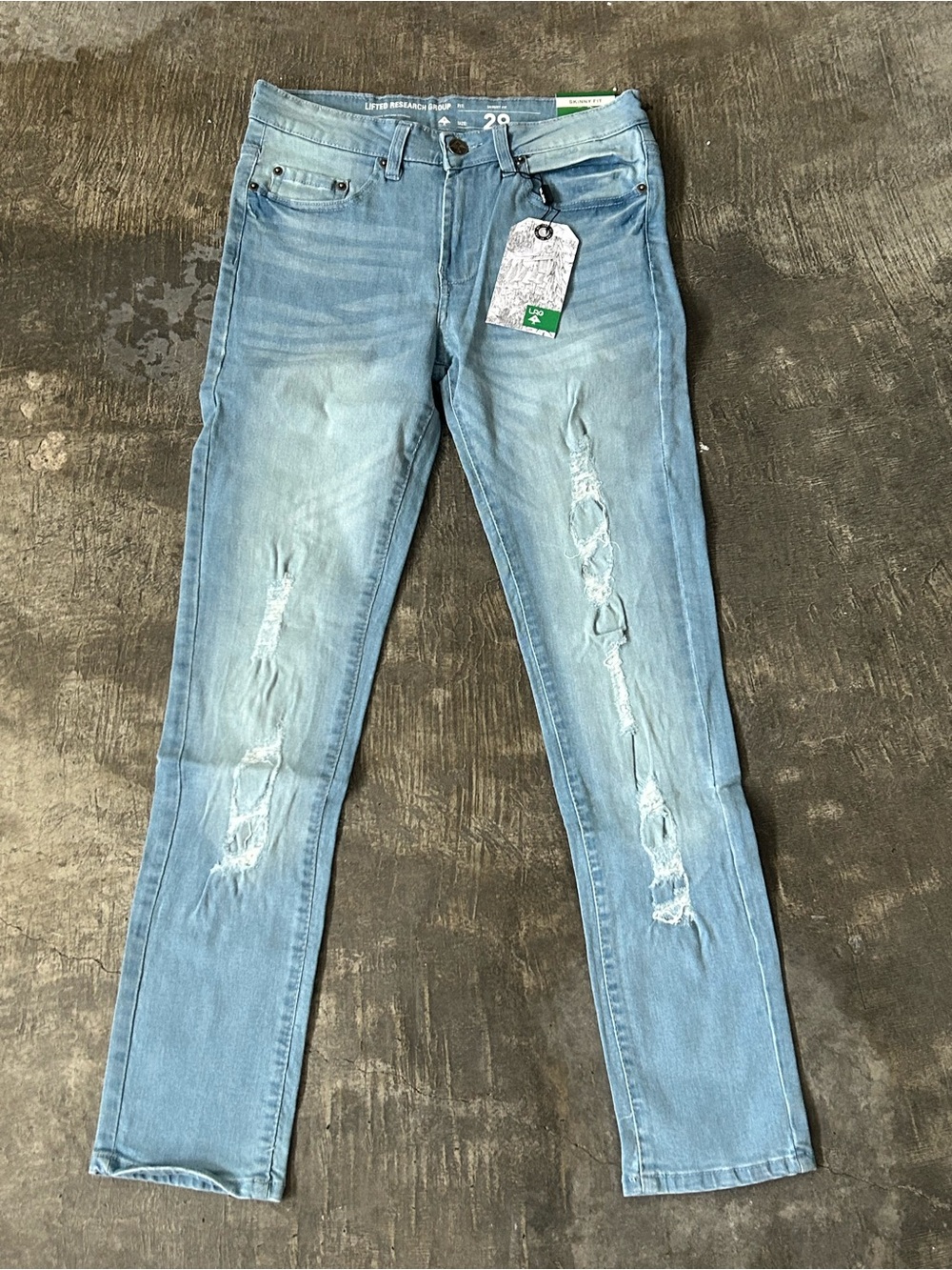 Lrg Skinny Jeans Light Blue Distressed
